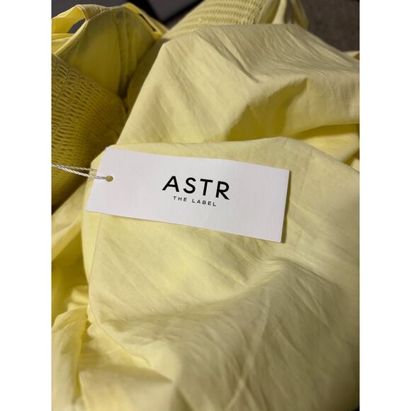 ASTR The Label Yellow Lemon NWT Cotton Rayon Smocked Ruffle Midi Dress Size S - Picture 7 of 11
